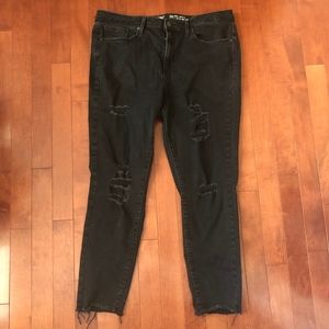 High Waisted Distressed Black Skinny Jeans